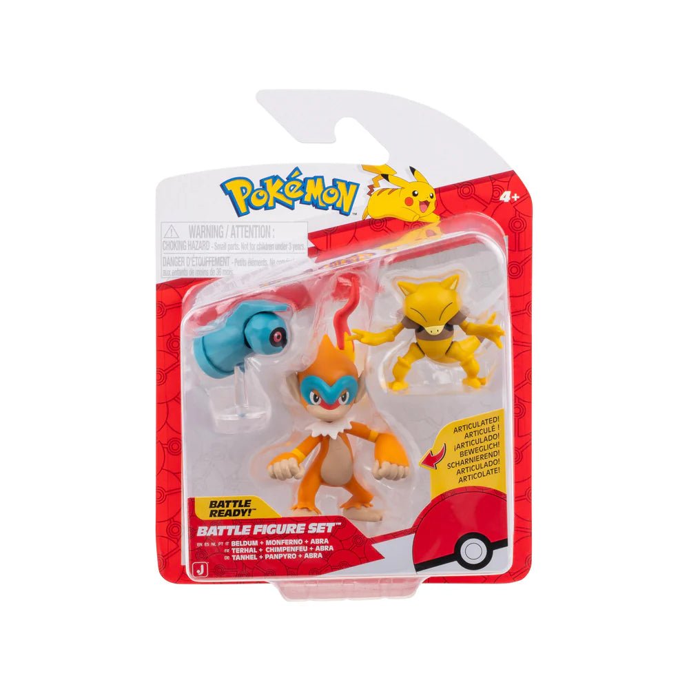 Pokémon Battle Figure 3 Pack - 2 - Inch Beldum, Abra & 3 - Inch Monferno - GameOn.games