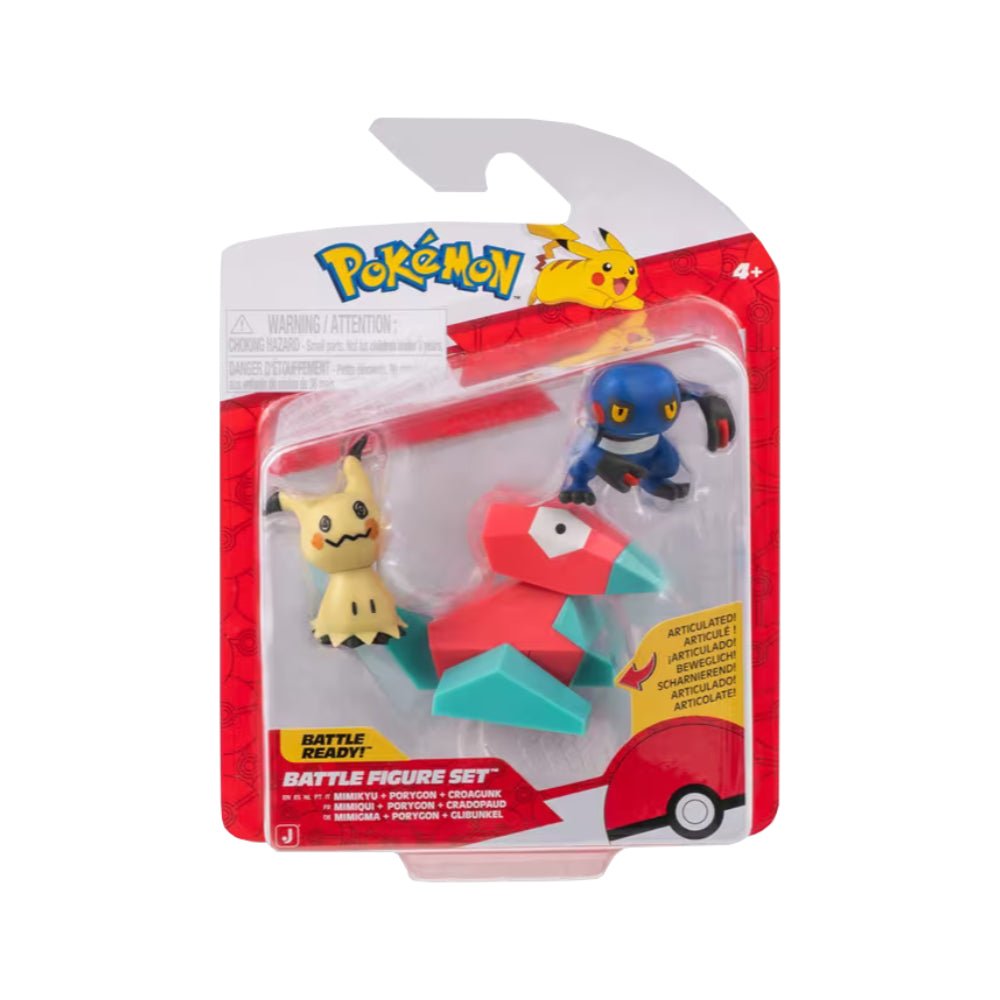 Pokémon Battle Figure 3 Pack - 2 - Inch Mimikyu, Croagunk & 3 - Inch Porygon - GameOn.games