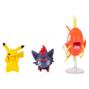 Pokémon Battle Figure 3 Pack - 2 - Inch Pikachu, Zorua & 3 - Inch Magikarp - GameOn.games
