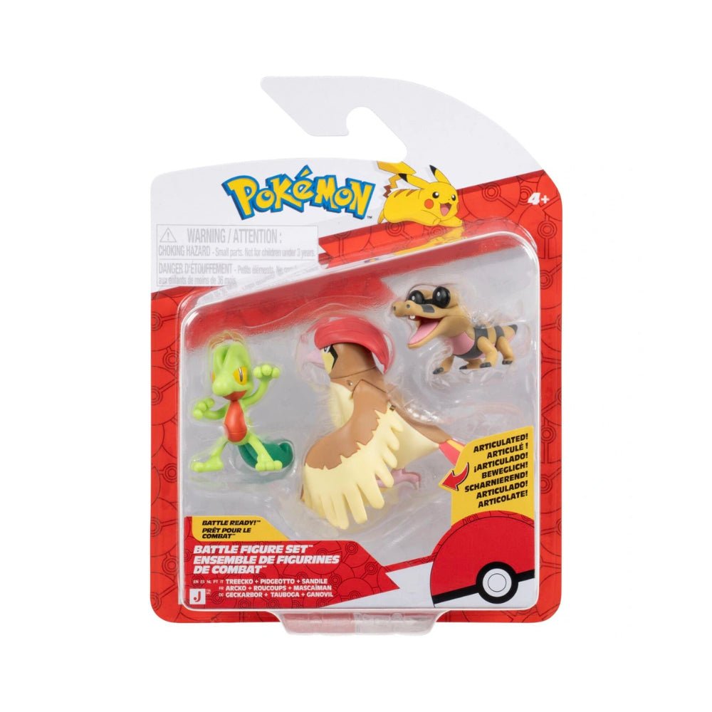 Pokémon Battle Figure 3 Pack - Pidgeotto, Treeko & Sandile - GameOn.games