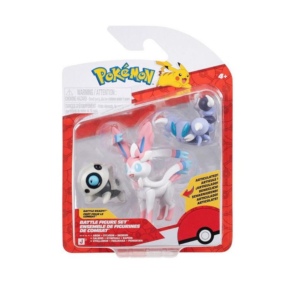 Pokémon Battle Figure 3 Pack - Sylveon, Aron & Skorupi - GameOn.games