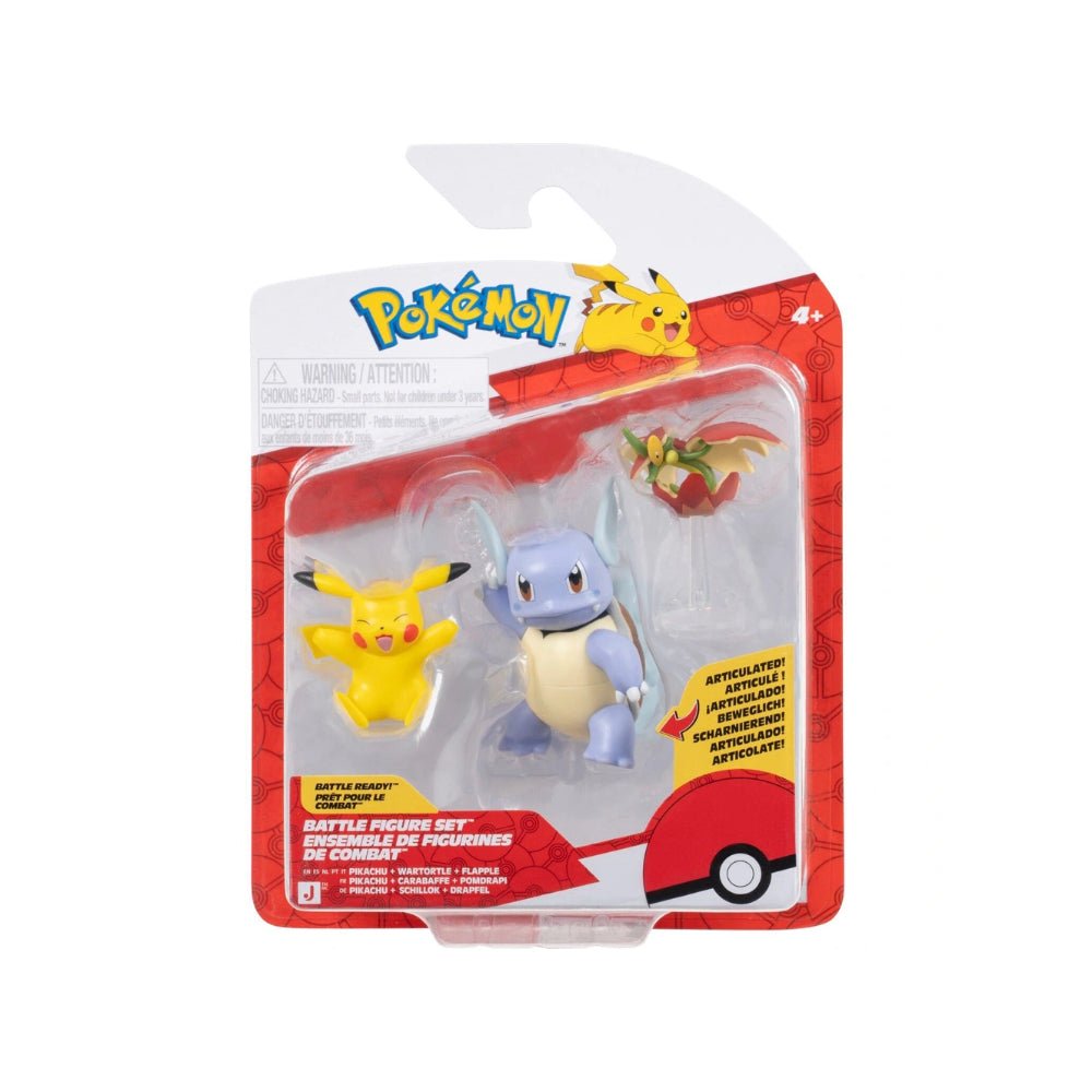 Pokémon Battle Figure 3 Pack - Wartortle, Pikachu & Flapple - GameOn.games