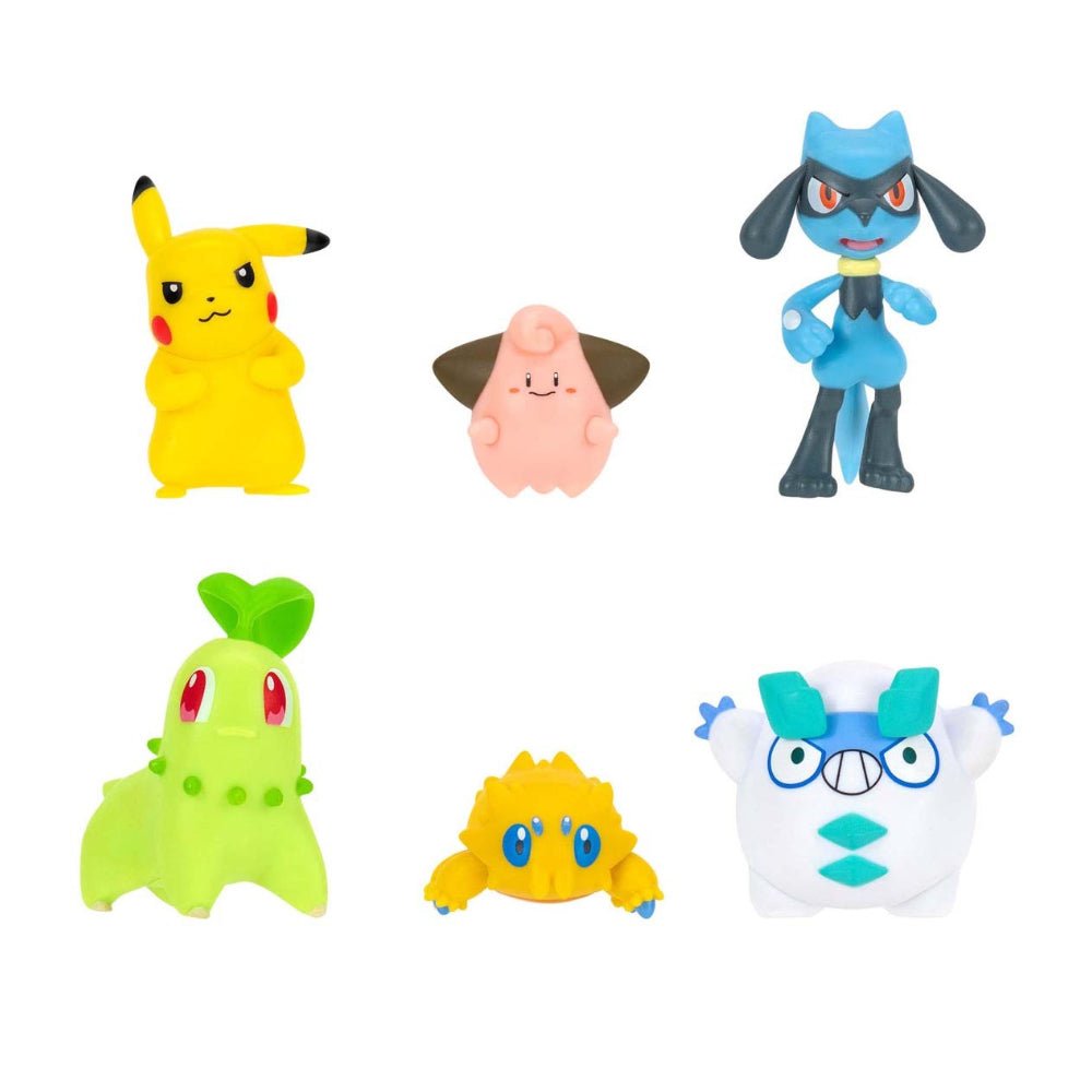 Pokémon Battle Figure Pack - 6 Battle Figures - Pikachu, Cleffa, Joltik, Riolu, Chikorita, Galarian Darumaka - GameOn.games