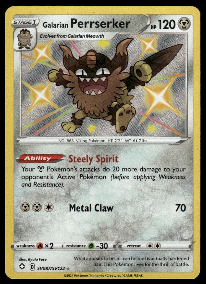 Pokémon TCG - Galarian Perrserker (Shining Fates SV087) - GameOn.games