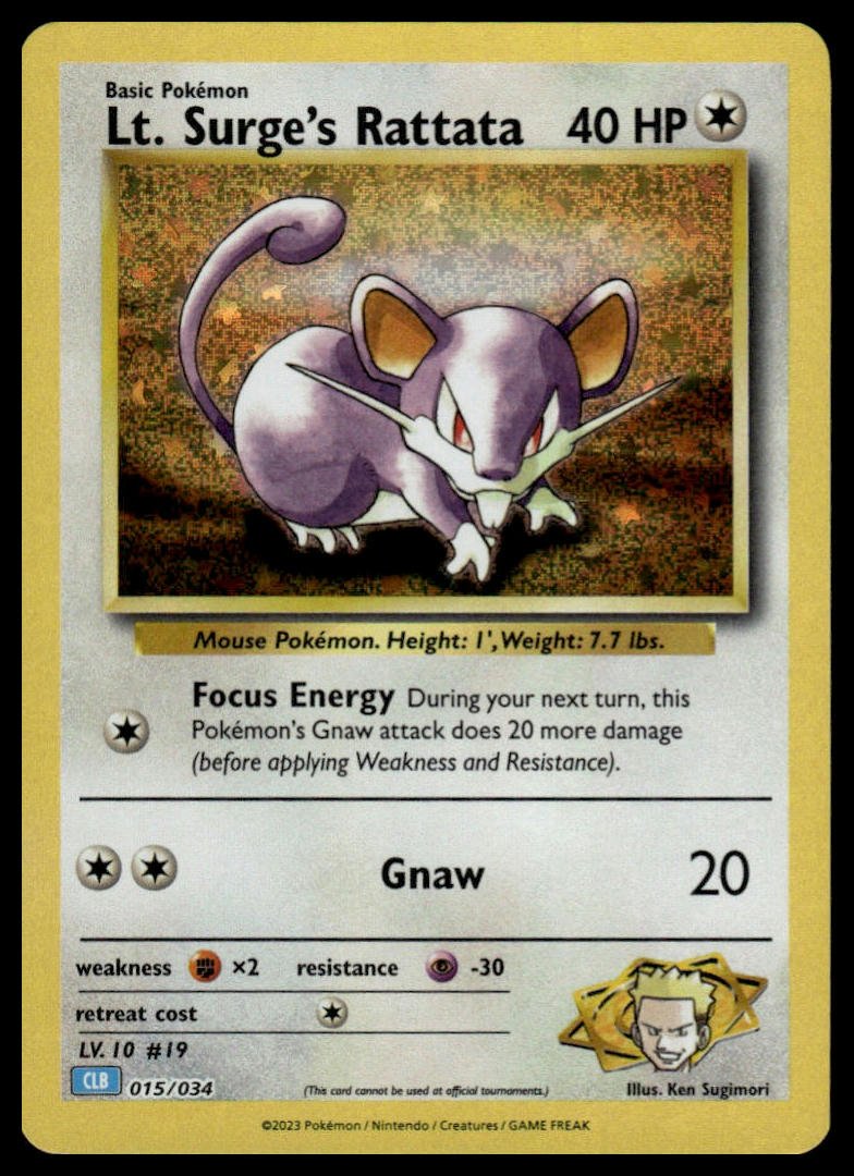 Pokémon TCG - Lt. Surge's Rattata (Trading Card Game Classic 015 CLB) - GameOn.games