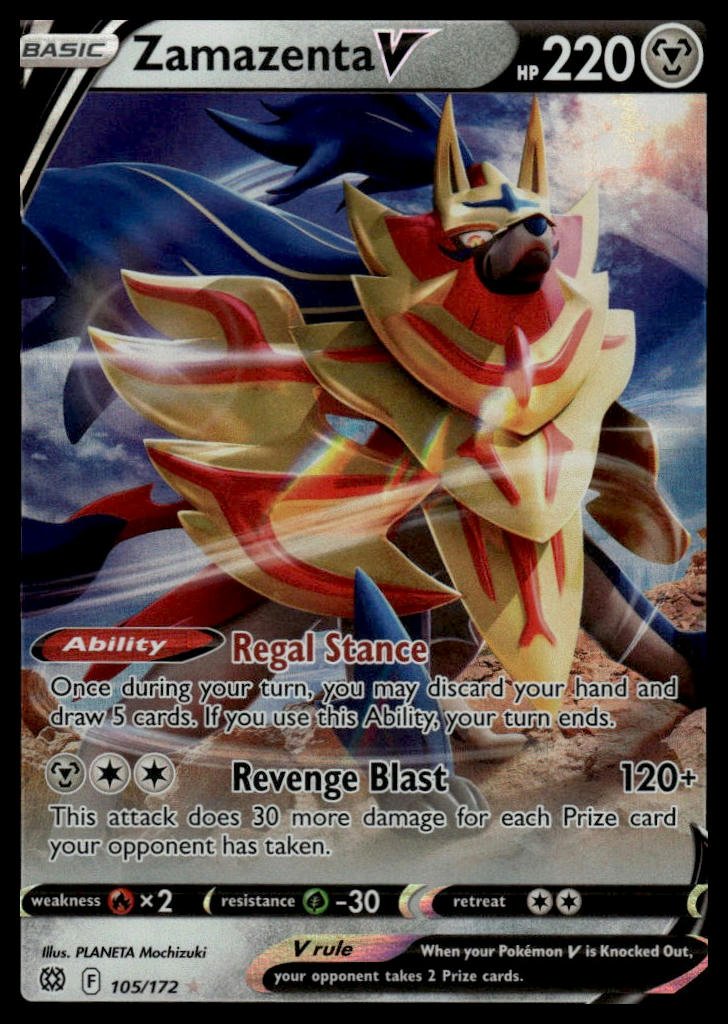 Pokémon TCG - Zamazenta V (Brilliant Stars 105) - GameOn.games